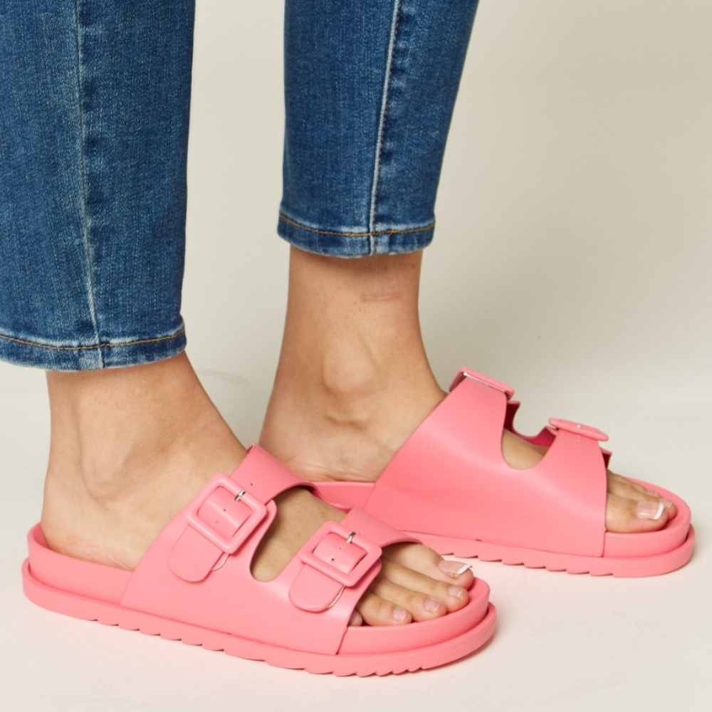 Twin Buckle Open Toe Sandals - Picture 3 of 6